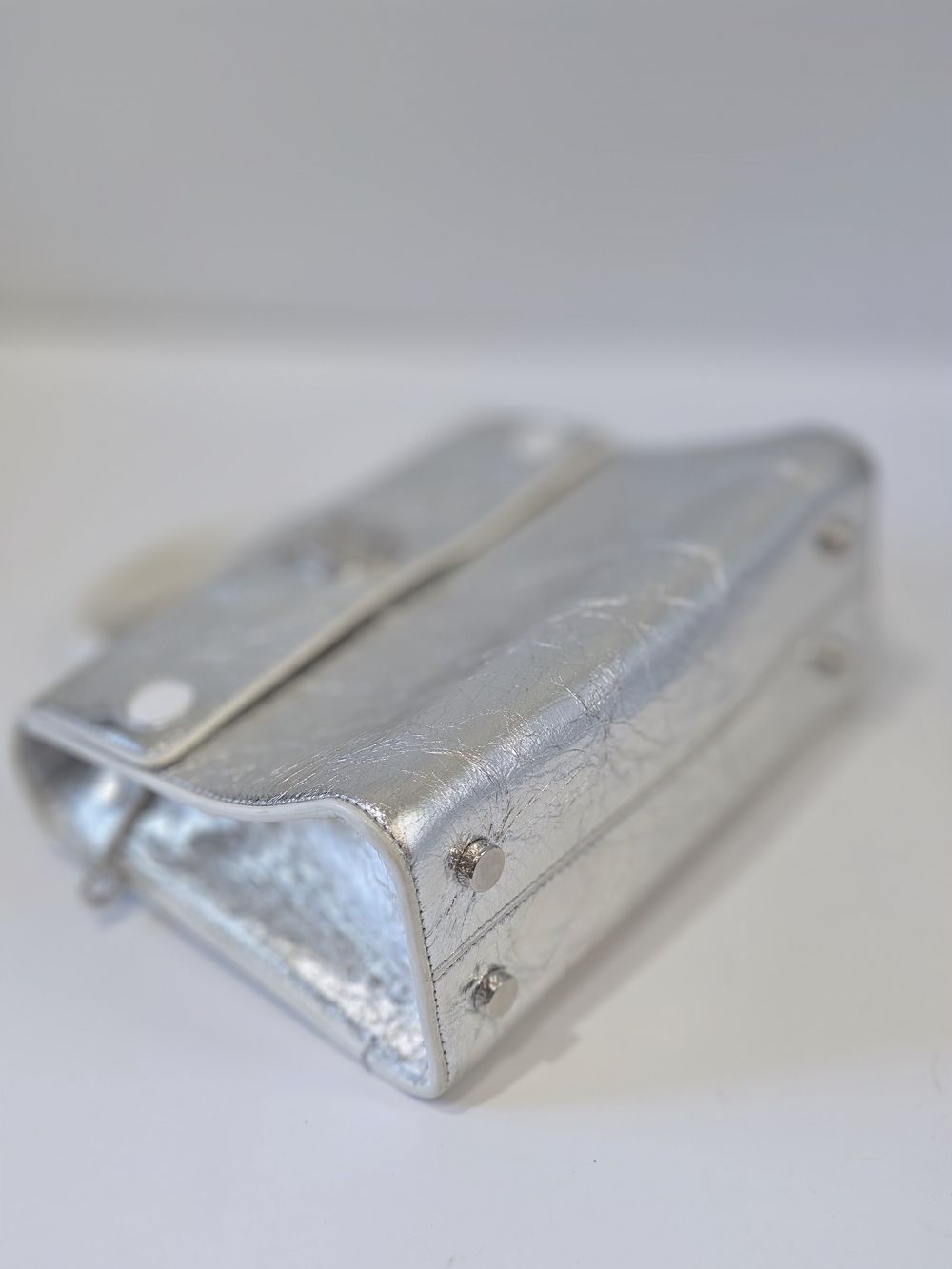 Christian Dior Silver Crinkle Leather Mini Diorever Bag - Picture 11 of 12